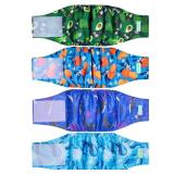 wegreeco Belly Bands for Male Dogs, (4 Pack) of Washable Male Dog Diapers, Super Absorbent Dog Belly Band (Fruit, Adventure, X-Small)
