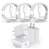 3 Pack Fast Charger iPhone, Apple MFi Certified 6FT iPhone Charger Fast Charging USB C Block Wall Adapter 6 Foot Type C to Lightning Cable for iPhone 14 Pro Max/14 Plus/13 Pro/12/12Pro/11/XS/X,AirPods