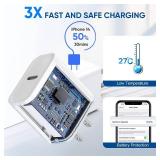 3 Pack Fast Charger iPhone, Apple MFi Certified 6FT iPhone Charger Fast Charging USB C Block Wall Adapter 6 Foot Type C to Lightning Cable for iPhone 14 Pro Max/14 Plus/13 Pro/12/12Pro/11/XS/X,AirPods