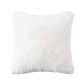 DECOBIRD Throw Pillow Cover 18x18 Extra Soft Lumbar Fuzzy Faux Fur Home Decor Cushion Cover Double Sides Shaggy Pillowcase Microfiber 100% Polyester Floor Pillow Cover 45x45cm, Bright White 1 Piece