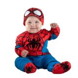 MARVEL Spider-Man Official Infant Halloween Costume - Premium Quality Minky Fabric Jumpsuit and Non-Slip Booties (6-12 months)