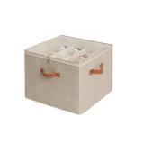 StorageWorks Shoe Organizer for Closet, Fits up to 16 Pairs, Shoe Cubby Storage Containers with Adjustable Dividers and Clear Cover, Taupe