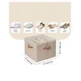 StorageWorks Shoe Organizer for Closet, Fits up to 16 Pairs, Shoe Cubby Storage Containers with Adjustable Dividers and Clear Cover, Taupe