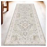 Washable Runner Rug 2x6 | Non Slip Rug Runners for Hallways, Entryways, Kitchens, Bathrooms, Bedrooms | Ultra-Soft Flannel Carpet Runners with Rubber Backing (Ivory, 2x6)