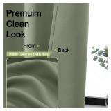 OWENIE Sally Blackout Curtains for Bedroom 63 Inch Length 2 Panels Set, Solid Thermal Insulated Room Darkening Rod Pocket Privacy Window Treatment Curtains Drapes, W40 x L63 Inch, Sage Green