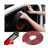 Mandark Car Door Seal Strip, Rubber Double Layer Vehicle Weather Stripping, 32.8ft 5 Hole Soundproof Self Adhesive Automotive Sealing Strip Accessories, Universal for SUV, Truck, RV (Black-1)