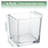 LDHHYH Square Glass Vases, Clear Square Vases for Centerpiece, Cube Flower Vases for Candle Holder Events Wedding Party Home Decoration (4 x 4 inch, 4pcs