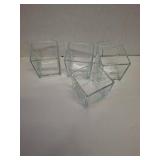 LDHHYH Square Glass Vases, Clear Square Vases for Centerpiece, Cube Flower Vases for Candle Holder Events Wedding Party Home Decoration (4 x 4 inch, 4pcs
