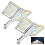 ropelux Solar Outdoor Lights, 6000LM Motion Sensor Outdoor Lights Double Big Solar Panels, IP65 Waterproof and 5 Modes, 218LEDs High Brightness Wider Illuminated Area Flood Lights for Street
