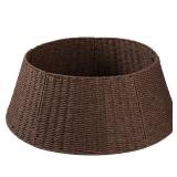 OIAHOMY Christmas Tree Collar, Wicker Holiday Tree Skirt & Stand Base Cover,Paper Rope Christmas Decor, Brown-27 inch