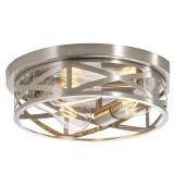 piano7797 13 inch Brushed Nickel Flush Mount Ceiling Light Fixtures,3-Light Modern Hallway Light Fixtures Ceiling, Brushed Nickel Light Fixture Ceiling Mount for Farmhouse,Kitchen, Bedroom 1 Pack