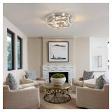 piano7797 13 inch Brushed Nickel Flush Mount Ceiling Light Fixtures,3-Light Modern Hallway Light Fixtures Ceiling, Brushed Nickel Light Fixture Ceiling Mount for Farmhouse,Kitchen, Bedroom 1 Pack