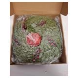 6 Pcs Small Christmas Norfolk Wreaths 15 Inch Christmas Kitchen Cabinet Mini Wreath Real Touch with Bow Ribbon Cedar Red Berry for Xmas Front Door Window Chair Fireplace Table Pillar Farmhouse Decor