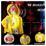 Halloween Animatronics Decorations Outdoor for Holding Candy and Gifts, 37 Inch Life Size with Balloon, Sound-Activated Sensor, Scary Decor for Home Party Indoor Outside Garden Lawn Grave Yard