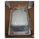 Vintage Gold Mirrored Vanity Tray - Decorative Perfume and Makeup Organizer with Handles for Dresser, Bathroom or Jewelry Display, Large Size 13.8" X 9.6" X2.2"