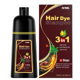 FACTORY SEALED - Ivnil Dark Brown Hair Dye Shampoo 3 in 1 for Women/Men Hair Color for Grey Coverage Seimi Permanent Instant Champu Para Canas Mujer for Men