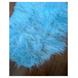 Light Blue Faux Fur Mini Area Rug/Decor