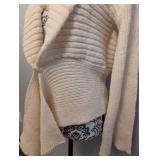 Cream Ribbed Cardigan Sweater - Medium