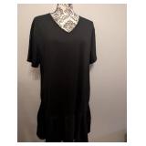 Black V-Neck Ruffle Hem Dress XXL