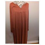 Rust Brown Maxi Dress with Button Detail - 2XL