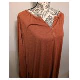 Rust Brown Maxi Dress with Button Detail - 2XL