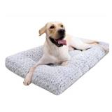Washable Dog Bed Deluxe Plush Dog Crate Beds Comfy Kennel Pad Anti-Slip Pet Sleeping Mat for Large, Jumbo, Medium, Small Dogs Breeds, 35 x 23", Gray "