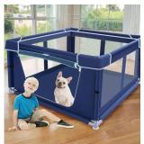 42x42 Inches Puppy Playpen with Gate, Dog Playpen for Puppies or Small Dogs, Dog Fence Pet Playpen for Indoor & Outdoor, Sturdy Safety Dog Pen with Thickened Fabric, High-Strength Nylon Wire Mesh