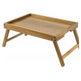Acacia Bed Table Tray, Wooden Breakfast Tray with Folding Legs, Bed Tray for Eating and Laptop, Eating Trays for Bedroom - Retail: $30