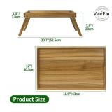 Acacia Bed Table Tray, Wooden Breakfast Tray with Folding Legs, Bed Tray for Eating and Laptop, Eating Trays for Bedroom - Retail: $30