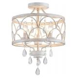 Crystal Ceiling Light Fixture, Modern Small Chandelier Light Fixture, Farmhouse White Semi Flush Mount Ceiling Light, Round Hallway Lighting Fixtures for Bedroom Entryway Dining Room Living Room - Ret