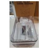 2 Sets of 3-Tier Bathroom Under Sink Organizers and Storage, Multi-Purpose Stackable Pantry Organization and Storage, Pull Out Clear Kitchen Bathroom Cabinet Organizer with Movable Dividers - Retail: 