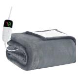 Heated Electric Blanket Twin - 62 x 84" Heating Blanket with 10 Heating Levels & 8 Hours Auto Off, Warm Flannel Blanket - Retail: $46"