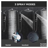 Wide High Pressure Rain Shower Head with Handheld, Handheld Shower Heads with Multi Spray Modes, Rainfall Combo with 15 Metal Extension Arm, Detachable Dual Shower, Bathroom Decor, Chrome Silver - Ret