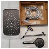 Wide High Pressure Rain Shower Head with Handheld, Handheld Shower Heads with Multi Spray Modes, Rainfall Combo with 15 Metal Extension Arm, Detachable Dual Shower, Bathroom Decor, Chrome Silver - Ret