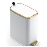 Small Bathroom Trash Can with Lid Soft Close-5L/1.3 Gal Stainless Steel Garbage Can-Step Pedal Wastebasket Slim Trash Bin for Office, Bedroom, Toilet, Live Room-White - Retail: $27