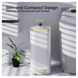 Small Bathroom Trash Can with Lid Soft Close-5L/1.3 Gal Stainless Steel Garbage Can-Step Pedal Wastebasket Slim Trash Bin for Office, Bedroom, Toilet, Live Room-White - Retail: $27