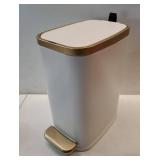 Small Bathroom Trash Can with Lid Soft Close-5L/1.3 Gal Stainless Steel Garbage Can-Step Pedal Wastebasket Slim Trash Bin for Office, Bedroom, Toilet, Live Room-White - Retail: $27