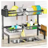 2-Tier 4 Baskets Over The Sink Dish Drying Rack, 26.57-35", Large Sink Rack for Kitchen, Extensible and Adjustable, Saving Kitchen Space - Retail: $23
