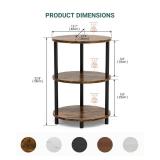 Small Round Side Table - 3-Tier Oval Accent Table for Small Spaces, Rustic Wood and Metal Couch End Table, Nightstand for Bedroom or End Table Living Room, Easy to Assemble, Rustic Brown - Retail: $20