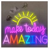 Make Today Amazing Neon Sign Led Hanging Motivational Large Quote Lights Signs Wall Art Decor for Classroom Office Home Room Gym School Decoration 28 inches - Retail: $186