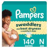 Pampers Swaddlers Diapers, Size 0 (up to 10lbs), 140 Count, Absorbent, Keeps Baby Dry and Comfortable, Skin Safe Disposable Baby Diaper (Packaging May Vary) - Retail: $70