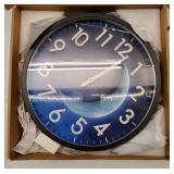 LED Light Up Wall Clocks Glow in Dark, 12 Inch Silent Wall Clock Battery Operated, Blue Moon Night Light Wall Clocks for Living Room Decor, Sound Control Glow in The Dark Wall Clock for Bedroom - Reta
