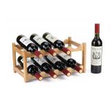 Wine Rack 8 Bottle 2-Tier Eco-Friendly Bamboo Wine Storage Easy-Assembly Space-Saving for Wine Lovers, Kitchen Wine Organizer for Countertop, Pantry, Home, Room Decor, Bar - Retail: $20