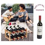 Wine Rack 8 Bottle 2-Tier Eco-Friendly Bamboo Wine Storage Easy-Assembly Space-Saving for Wine Lovers, Kitchen Wine Organizer for Countertop, Pantry, Home, Room Decor, Bar - Retail: $20