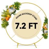 7.2ft Round Backdrop Stand Circle Gold Balloon Arch Metal Wedding Backdrop Ring Stand Frame for Party Birthday Baby Shower Flower Decorations Ceremony Anniversary Bridal - Retail: $32