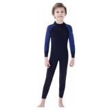 Dark Lightning 3/2mm Kids Wetsuit for Boys and Girls, Neoprene Thermal Swimsuit, Toddler/Junior/Youth One Piece Wet Suits for Scuba Diving, Blue/Size 10 - Retail: $46