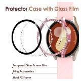 5-Pack Bling Screen Protector Case Compatible with Samsung Galaxy Watch 7 40mm 2024, Full Protection PC Bumper Case Cover Compatible with Galaxy Watch 7 40mm, Black, Clear, Rose Gold, Green, Gold - Re