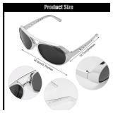 2pcs 50s 60s 70s Disco Costume Accessories for Men Disco Glasses and Necklace Set for Rock Hippies Cosplay Halloween (Sliver) - Retail: $8