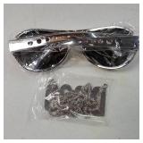 2pcs 50s 60s 70s Disco Costume Accessories for Men Disco Glasses and Necklace Set for Rock Hippies Cosplay Halloween (Sliver) - Retail: $8