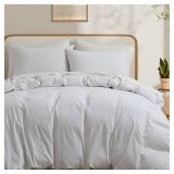 100% Washed Cotton Duvet Cover Queen Size, White Linen Like Breathable Natural Bedding Set (No Comforter), 90x90 Inches - Retail: $38